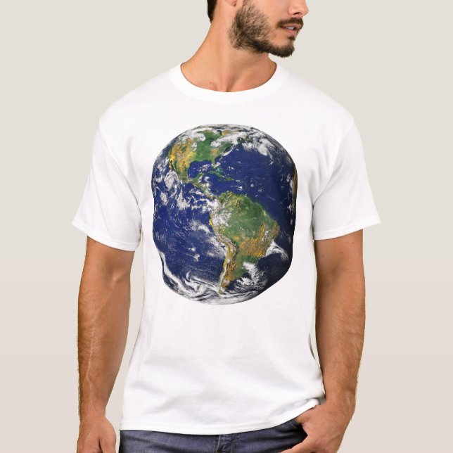PLANETJORD FRÅN UTRYMMEmanar T-tröja för vit T Shirt (Framsida)