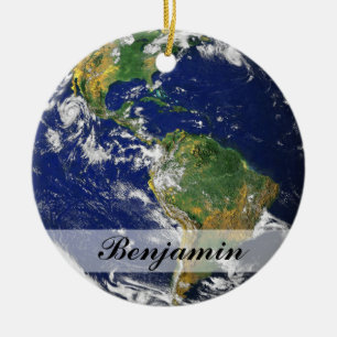 Planetjord   julgransprydnad keramik
