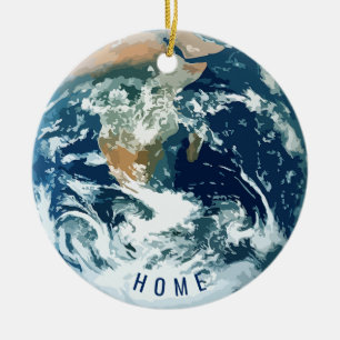Planetjord med text (anpassadet) julgransprydnad keramik