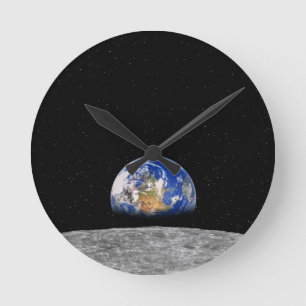 Planetjord som stigning över månen rund klocka