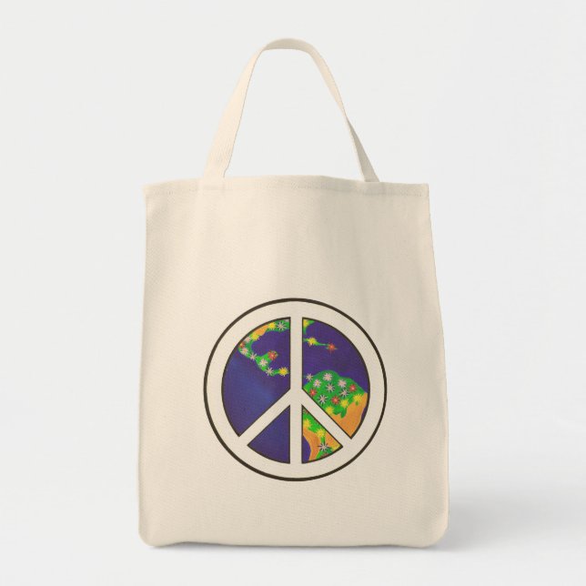 Planetjordfredstecken, tote bags tygkasse (Framsidan)