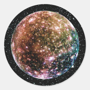 PLANETJUPITERS MÅNE - CALLISTO-stjärnabakgrund 2 Runt Klistermärke