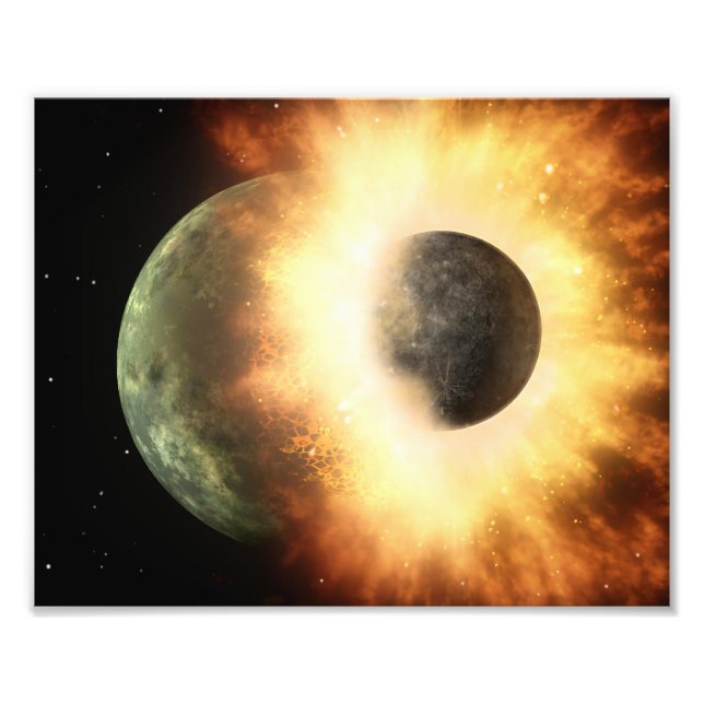 Planetkollisionsrymdekonst Fototryck (Framsidan)
