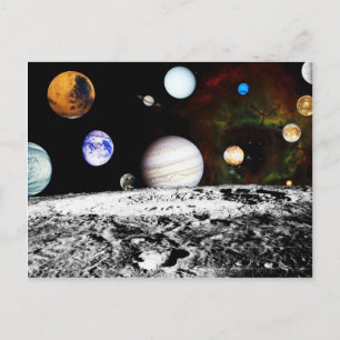 Planetpanorama från ytan av månen vykort