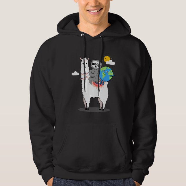Planetplan Idea för Roligt av Cute Sloth Llama Ear Hoodie (Framsida)