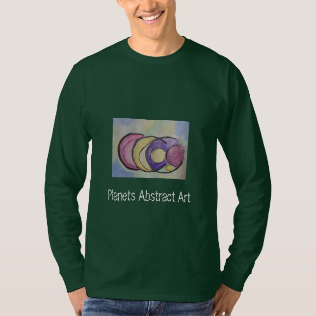 Planets Abstrakt Art Långärmad T-Shirt (Framsida)