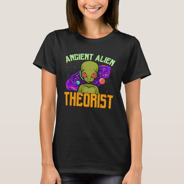 Planets Ancient Alien Theorist Visitor Ufo T Shirt (Framsida)