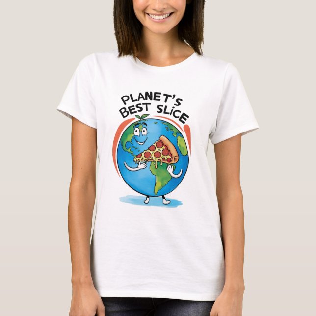 "Planets bästa segment: Jorden med Pizza T-shirt" T Shirt (Framsida)