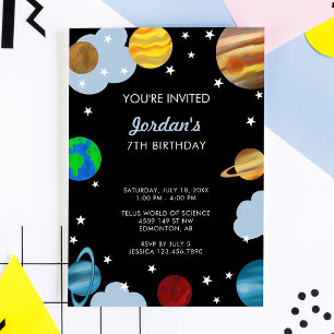Planets födelsedag Rymden Galaxy Boys Party Inbjudningar