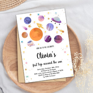 Planets Galaxy Birthday-inbjudan Inbjudningar