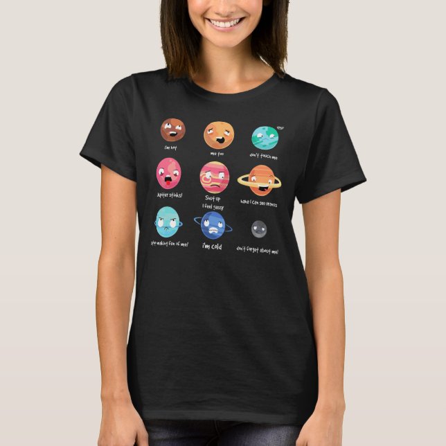 Planets Geek Astronomy Joke Kids Solar System T Shirt (Framsida)
