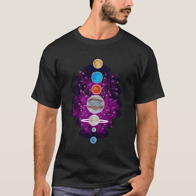 Planets justerade kelestiala organ Galaxy Space T Shirt (Framsida)