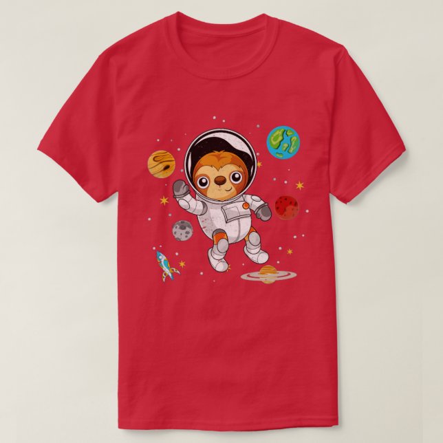 Planets Lazy Animal Space Astronomy Astronaut-fack T Shirt (Design framsida)