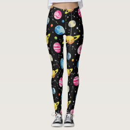 Planets Måne Galaxy Mönster Leggings