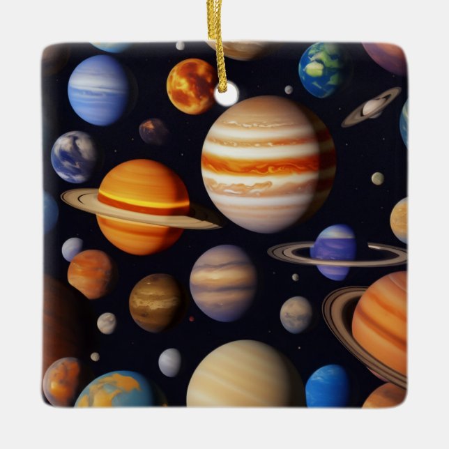 Planets Mönster Julgransprydnad Keramik (Framsida)