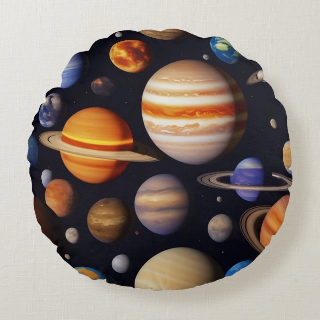 Planets Mönster Rund Kudde (Framsidan)