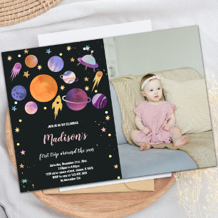 Planets- och Rocket Frakt Birthday-inbjudan Inbjudningar