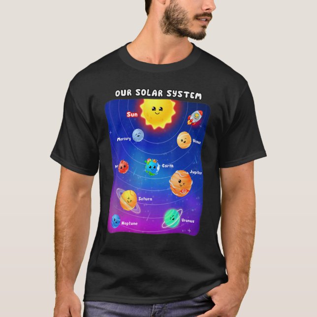 Planets of the Solar System Boys & Girls STEM Kids T Shirt (Framsida)