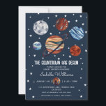 Planets Outer Space Boy Baby Shower Inbjudningar<br><div class="desc">Watercolor planets outer space boy baby shower invitation. Customizable!</div>