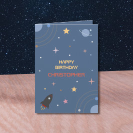Planets & Rocket, födelsedagskort Rymden Kort