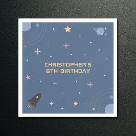 Planets & Rocket, Rymden, födelsedag Napkin Pappersservett