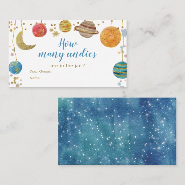 Planets Rymden Baby Shower hur många enheter Tilläggskort (Fram/baksida)