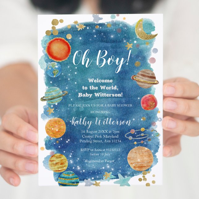 Planets Rymden Baby Shower-inbjudan Inbjudningar (Skapare uppladdad)