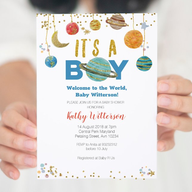 Planets Rymden Baby Shower-inbjudan Inbjudningar (Skapare uppladdad)