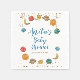 Planets Rymden babyskor Guld Glitter Pappersservett