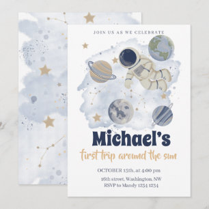 Planets Rymden Galaxy Birthday Inbjudningar