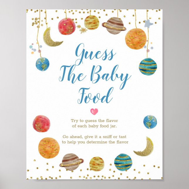 Planets Rymden Galaxy gissar Baby Food Poster (Framsidan)