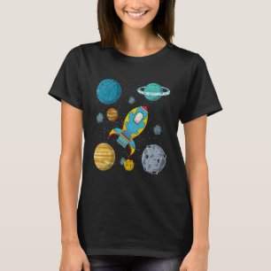 Planets Science Rymden Rocket Cosmonaut Kids T Shirt