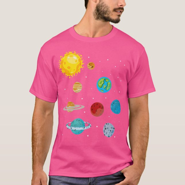 Planets Scientist Rymden Astronomer Sol Stars T Shirt (Framsida)