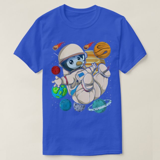Planets Scientist Rymden Zoo Animal Penguin A T Shirt (Design framsida)