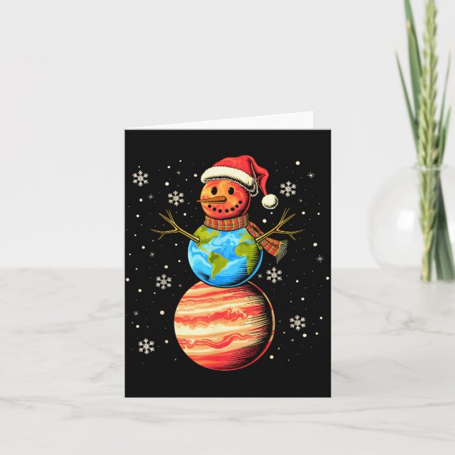 Planets Snowman Space Funny Christmas Astronomy Fo Kort (Framsida)