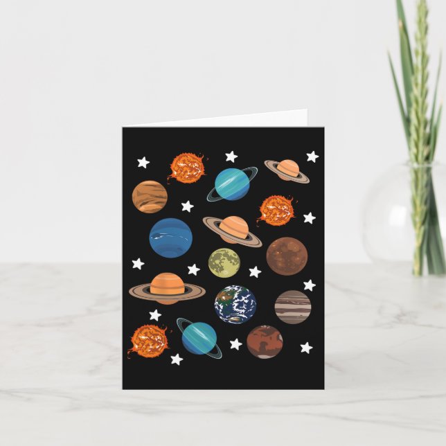 Planets Stars Måne Solar System Costume Halloween Kort (Framsida)
