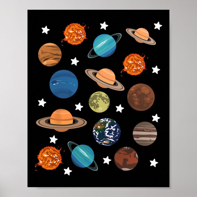 Planets Stars Måne Solar System Costume Halloween Poster (Framsidan)
