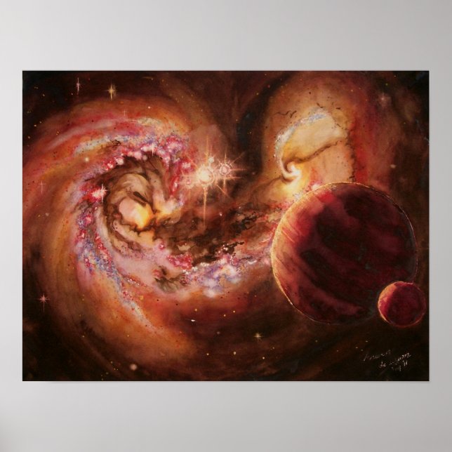 Planetsystem och antenner Galaxies Poster (Framsidan)