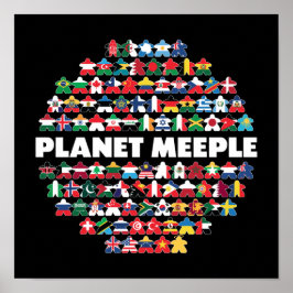 Planett Meeple, vit text Poster