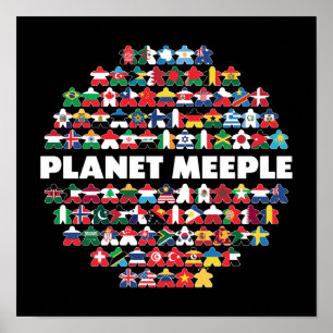 Planett Meeple, vit text Poster