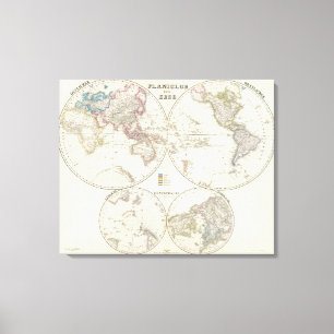 Planiglob der Erde Atlas Karta Canvastryck