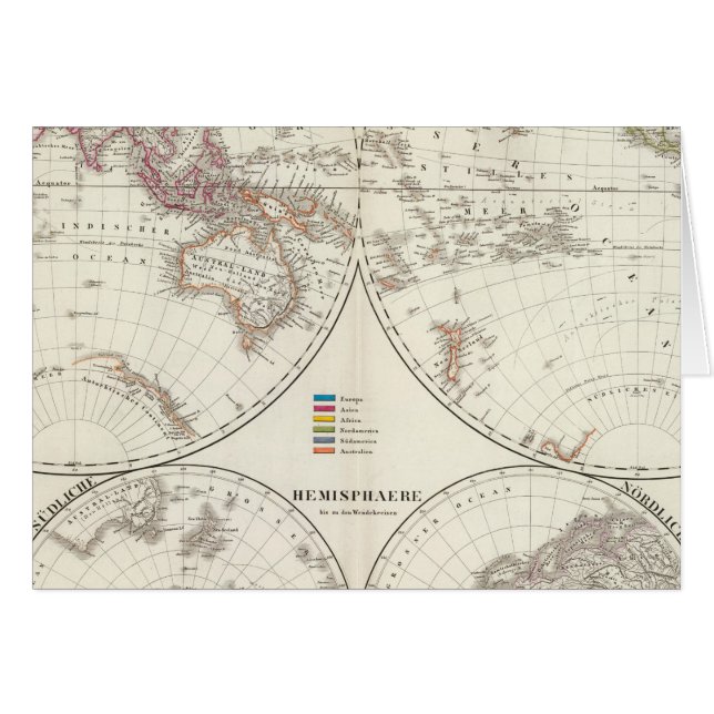 Planiglob der Erde Atlas Karta Hälsningskort (Framsidan Horizontal)