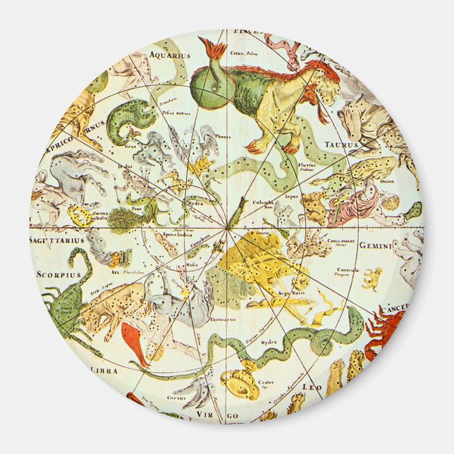 Planisphæ ri Coeleste 1698 - Astrologidiagram nr 1 Magnet (Framsidan)
