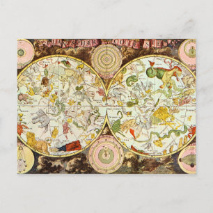 Planisphæ ri Coeleste 1698 - Astrologidiagram Vykort