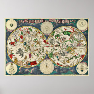 Planisphæ ri coeleste Celestial Karta Frederick de Poster