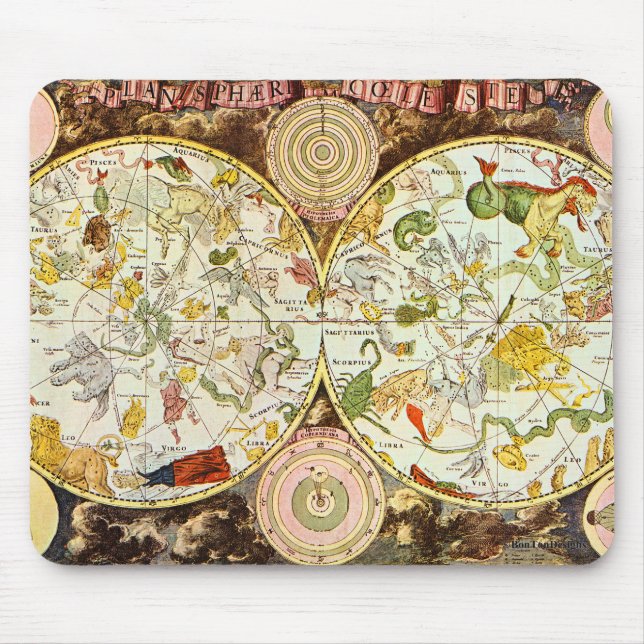 Planisphæri Cœleste 1698 - astrologi kartlägger Musmatta (Framsidan)