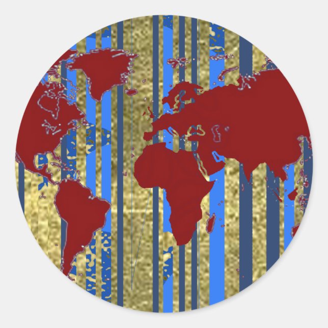 Planisphere-World Map Runt Klistermärke (Framsida)