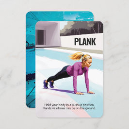 Plank Fitness Card med blå backning Spara Datumet