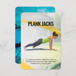 Plank Jack Fitness Card med blå backning Spara Datumet