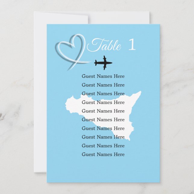 Plankort för destinationsbröllop på Sicilien Karta Inbjudningar (Framsida)